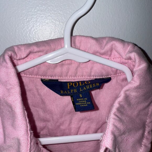 Polo Ralph Lauren Girls Pink Short Sleeve Button-Down Dress  Size 5 - Picture 4 of 6